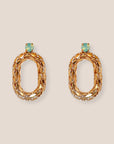 d-by-dalia-jewelry gold-tone textured oval hoop earrings with turquoise crystal accents for a sophisticated look.