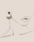 d-by-dalia-jewelry oval drop earrings featuring mother-of-pearl, champagne crystal stud, and clear crystal accents.