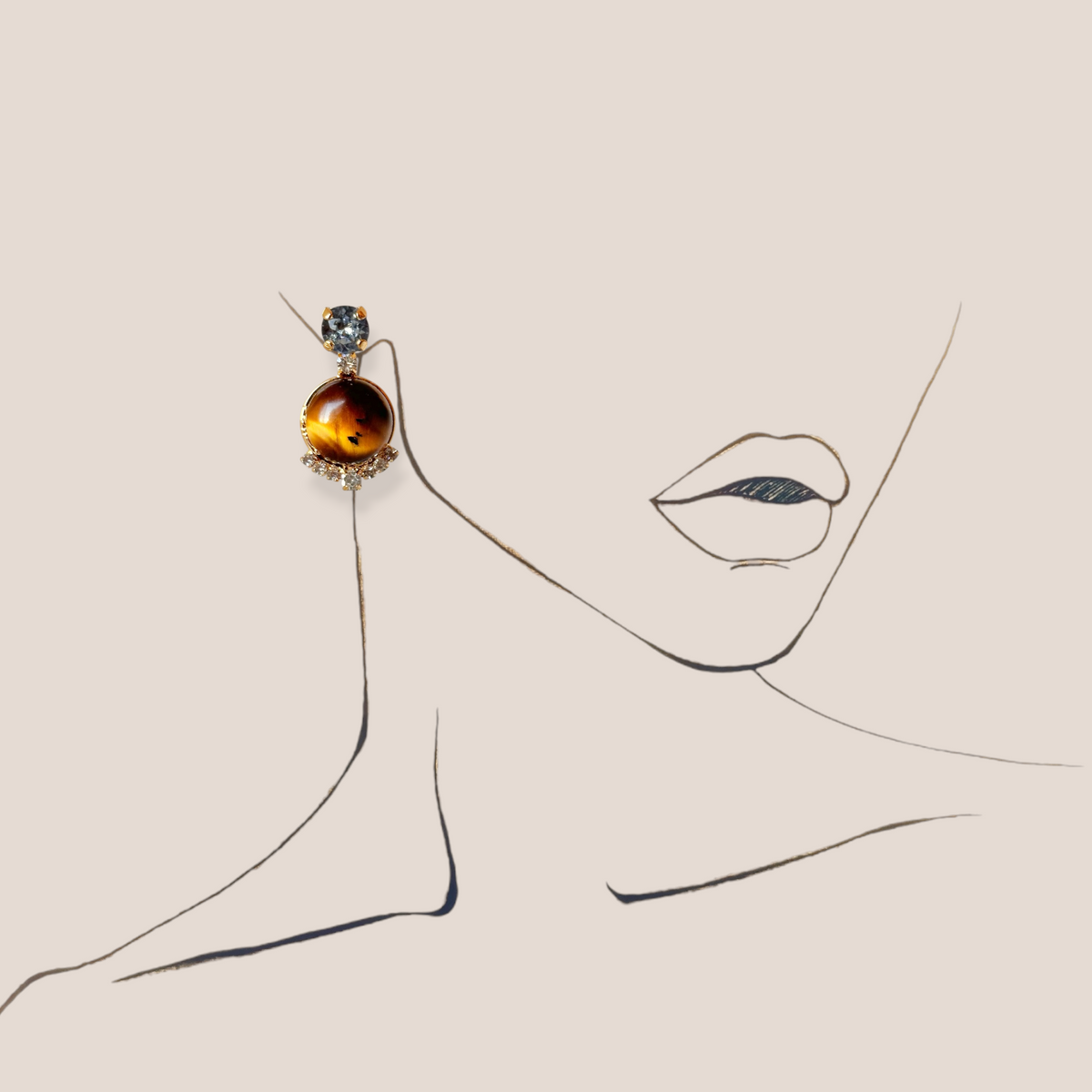 MINI MIMI TIGER EYE EARRING