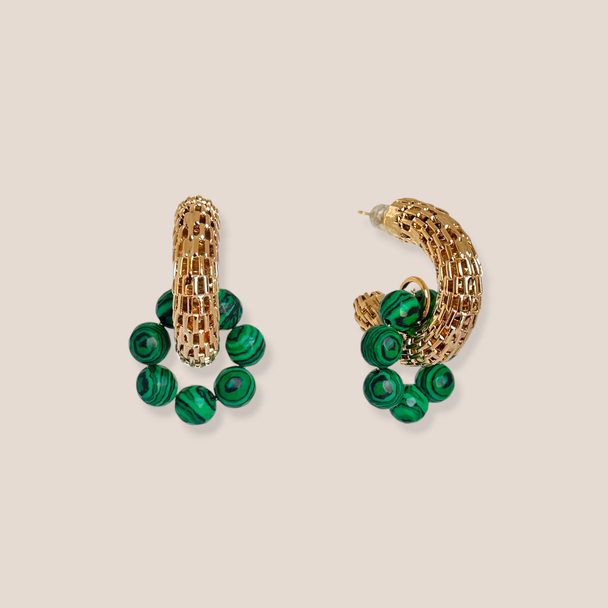 MALACHITE MESH HOOPS