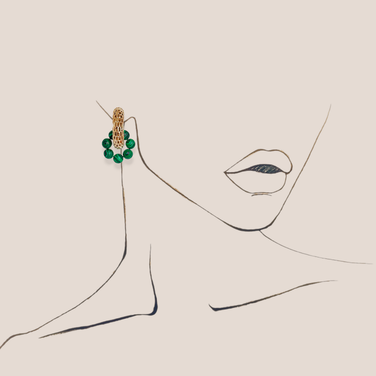 MALACHITE MESH HOOPS