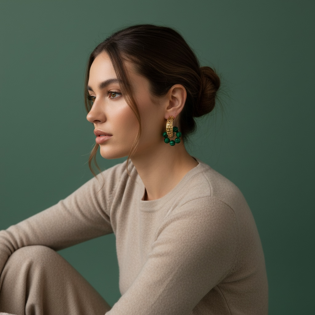 MALACHITE MESH HOOPS