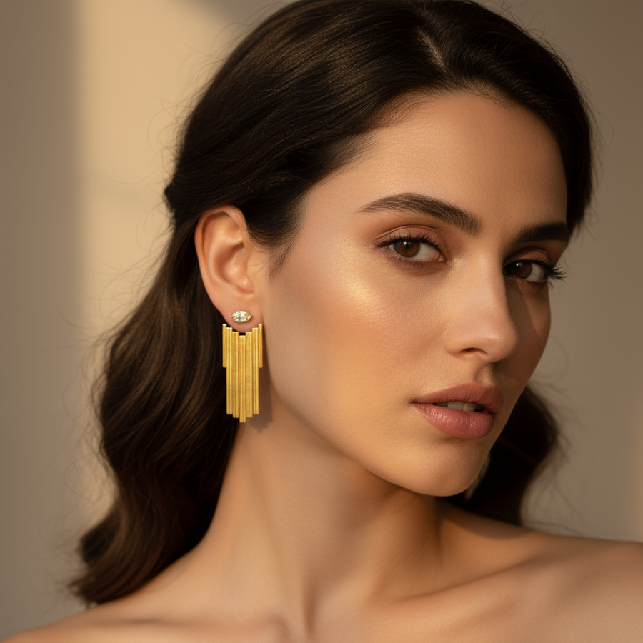 LONG CHEVRON EARJACKET