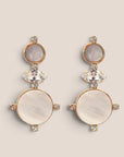 d-by-dalia-jewelry gold-toned drop earrings with iridescent mother-of-pearl inlays and sparkling crystal accents.